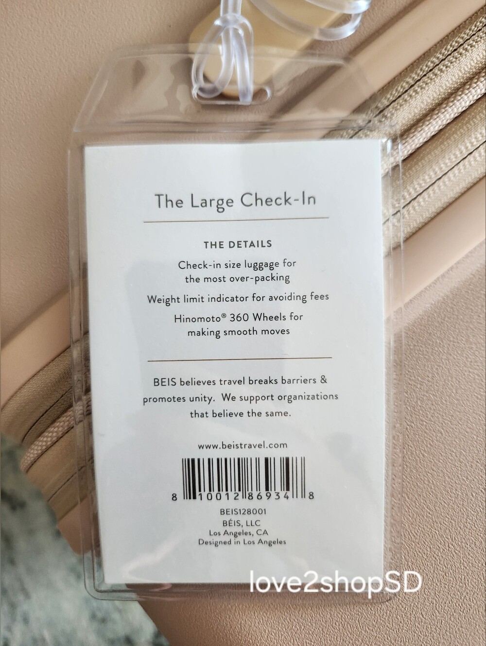 BEIS Large Check In Roller Luggage in Beige NWT Unused - Picture 7 of 8